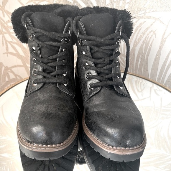 Esprit Womens Black Faux Fur Lined Lace Up Winter Boots 8.5 – Cozy Fall Style - Picture 3 of 7